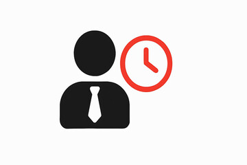 Vector  of business man or person with alarm clock. Symbol of punctuality.