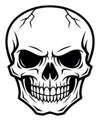 Fototapeta premium Dark grinning skull with ominous aura on gray background