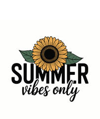 Summer vibes only text with sunflower yellow black