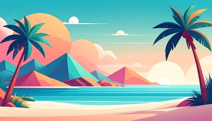 Fototapeta premium Abstract Geometric Tropical Resort Background