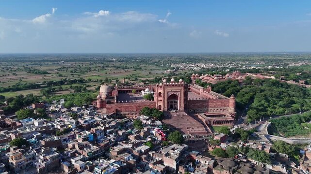Aerial view of Buland Darwaza, the world&rsquo;s highest gateway in Fatehpur Sikri, India