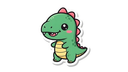 Obraz premium Adorable Chibi Dinosaur Vector, Playful Sticker Design