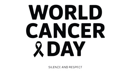 Obraz premium World Cancer Day: A poignant graphic displays a symbol of solidarity, encouraging silence and respect for those affected by cancer. 