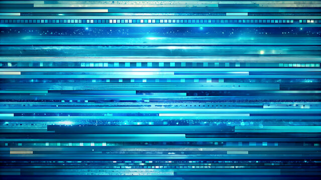 Blue Digital Data Streams in Futuristic Neon Glow with Dark Background for Technology Background - Powered by Adobe