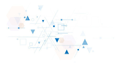 Abstract geometric vector design featuring blue triangles and line. Futuristic science and technology wallpaper