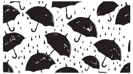 umbrella rain illustration, rainy weather doodle, monsoon pattern design, hand drawn umbrella art, weather icon background, black umbrella sketch, seamless rain pattern, rainy season illustration, cut © dhruvik