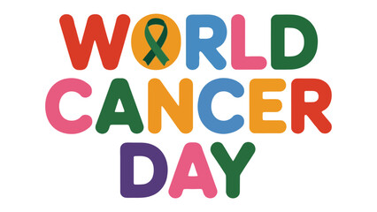 World Cancer Day: A vibrant, colorful emblem for World Cancer Day, representing global awareness, support, and hope for those affected by cancer.