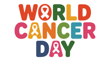 World Cancer Day Awareness: A vibrant and colorful design, with the words World Cancer Day emblazoned across the image, highlighting a global day of awareness, support.