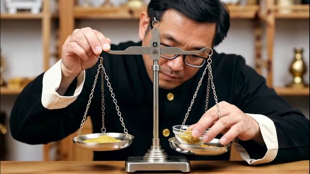 Precision Gold Weighing: The Art of the Traditional Balance Scale