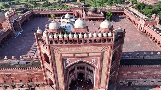 Aerial view of Buland Darwaza, the world&rsquo;s highest gateway in Fatehpur Sikri, India