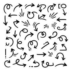 hand drawn doodle arrows set