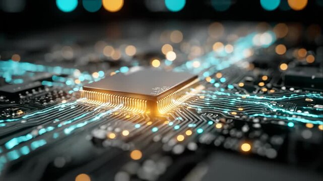 Capturing a Close Up of a Modern Circuit Board in Soft Focus