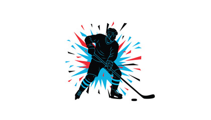 Hockey Player Skating Fast on Ice Rink with Explosive Effects © Naseem