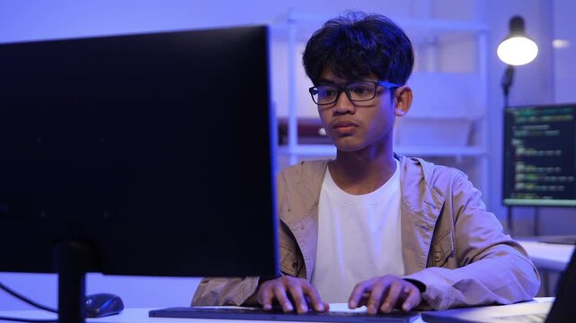 Programmer,  Software Developer codeing on computer. Professional IT Programmer Developing Application, Program Writing code at Office.