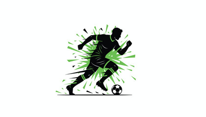 Fototapeta premium Soccer Player Kicking Ball with Green Splash Effect