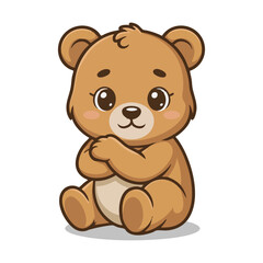 Obraz premium Cute baby bear sitting cartoon pose vector illustration, easily editable.