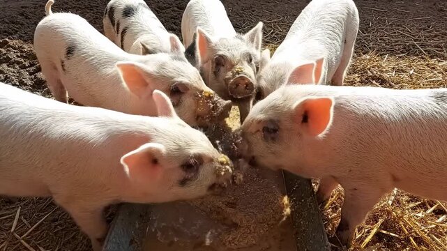 Cute Piglets Feeding Frenzy! Adorable Farm Life