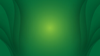 Abstract green gradient background with soft central glow and smooth layered curves, ideal for modern presentations, eco branding, and digital design projects.