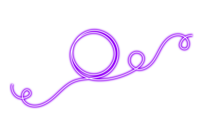 Abstract neon purple swirls and loops design element on transparent background