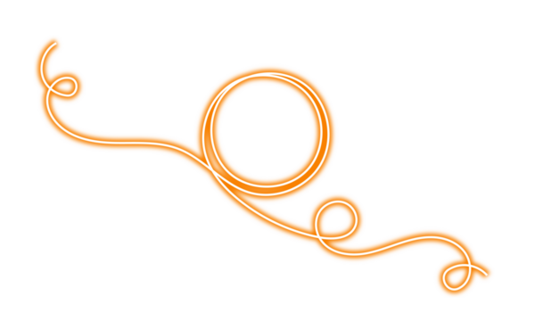 Abstract orange neon swirl design element on transparent background - Powered by Adobe