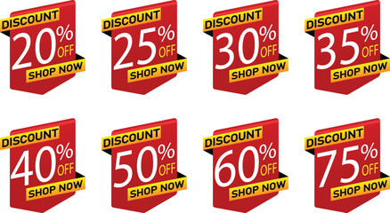 Discount Sale Sticker Pack, Special Offer Price Tags and Promo Labels Vector