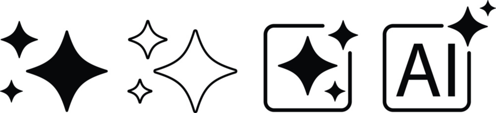 Modern AI Logo Icon Set, Sparkle Star Symbol Vector for AI Apps