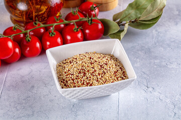 Вry raw quinoa seeds heap