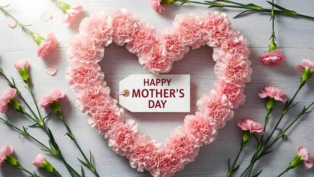 Happy mother's day floral heart arrangement - Powered by Adobe