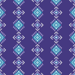 Traditional Hmong Hill Tribe Geometric Pattern on Deep Purple Background, Ethnic Southeast Asian Textile Design for Fabric, Apparel and Bohemian Art.