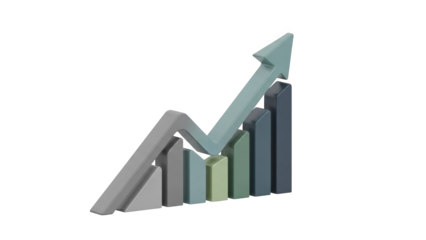 3d Business Growth Chart With Upward Arrow And Bar Graph