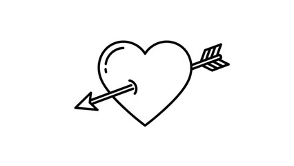 Heart with Arrow Illustration Isolated on White Background
