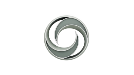 Abstract 3d Swirl Design in White and Gray on Black Background