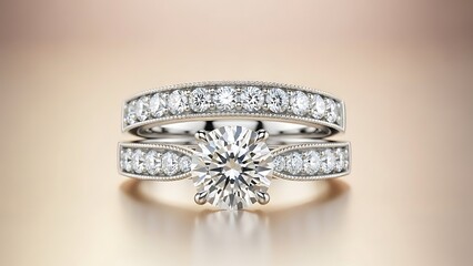 Exquisite diamond wedding band and engagement ring set