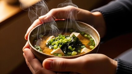 Steaming Hot Miso Soup Served.