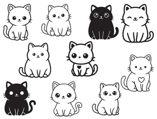Obraz premium CUTE KAWAII CAT SILHOUETTE