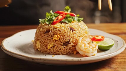 Chef cooking food in a wok over open flame