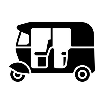 Icon symbol of a Tuk-tuk, a motorized three wheeled taxi which is a popular mode of transportation in South East Asia. Known as Bajaj in Indonesia, Tuk tuk in Thailand and Bukyo in Phillipines.