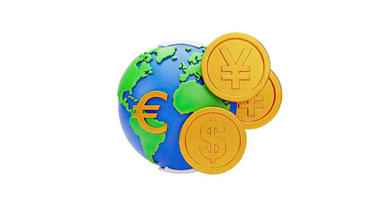 Global Currency Symbols on a 3D Earth