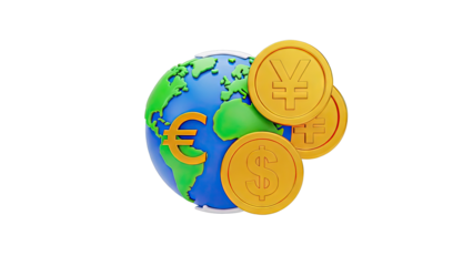 Global Currency Symbols on a 3D Earth