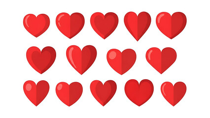 Collection of Red Heart Icons for Love and Romance - Perfect for Valentine's Day and Wedding Designs