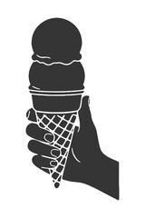 アイスクリームを持つ手のシルエットアイコン