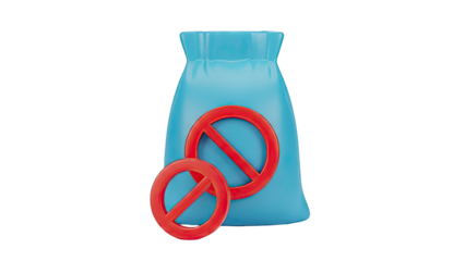 Blue bag with red prohibition signs