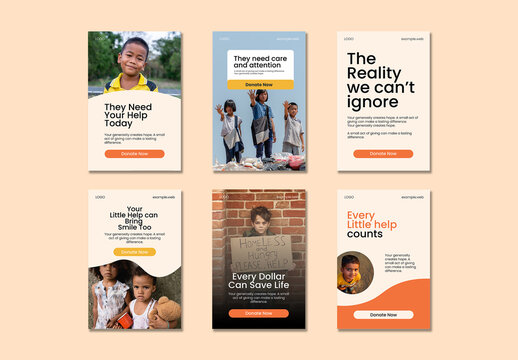 Charity Donation Social Media Post Design Template