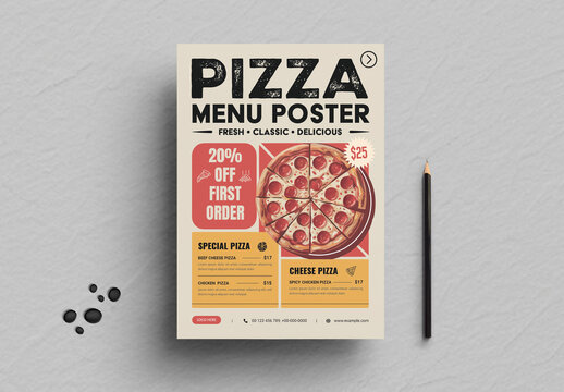 Creative Pizza Menu Poster Design Template
