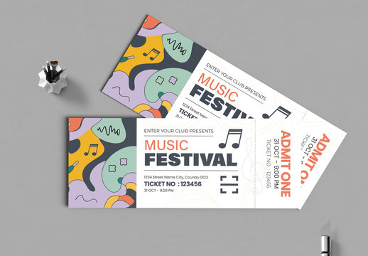 Creative Music Festival Ticket Template