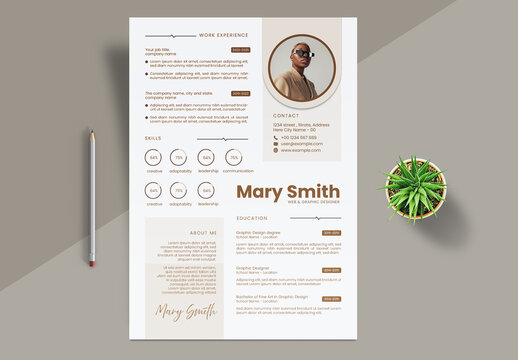 Modern Professional Resume CV Template with Clean Layout