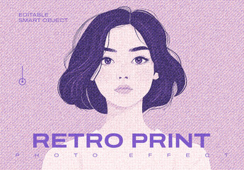 Retro Print Design Effect Mockup
