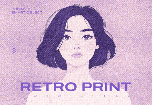 Retro Print Design Effect Mockup