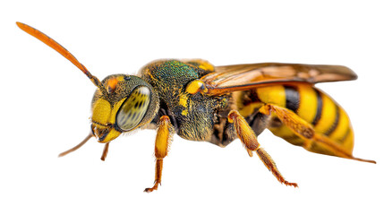 Extreme macro wasp insect detailed anatomy wildlife entomology predator pollinator nature scientific closeup isolated object on white background