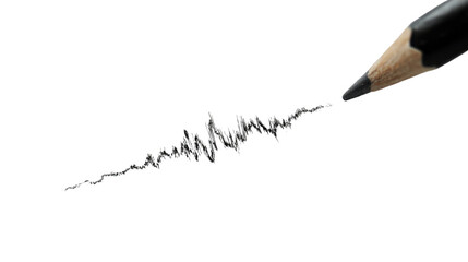 Sharp pencil drawing abstract sound wave line minimal creative concept creativity education art design modern visual metaphor isolated object on white background